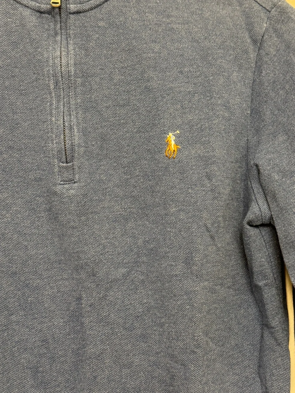 Ralph Lauren boys interlock 1/4 zip pullover embroidered logo cotton zipper